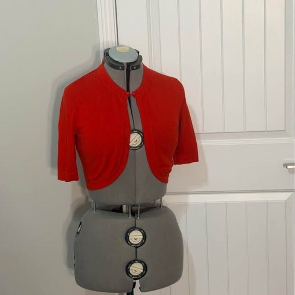 Perceptions New York Red Cropped Bolero Cardigan, Size 8 C7625